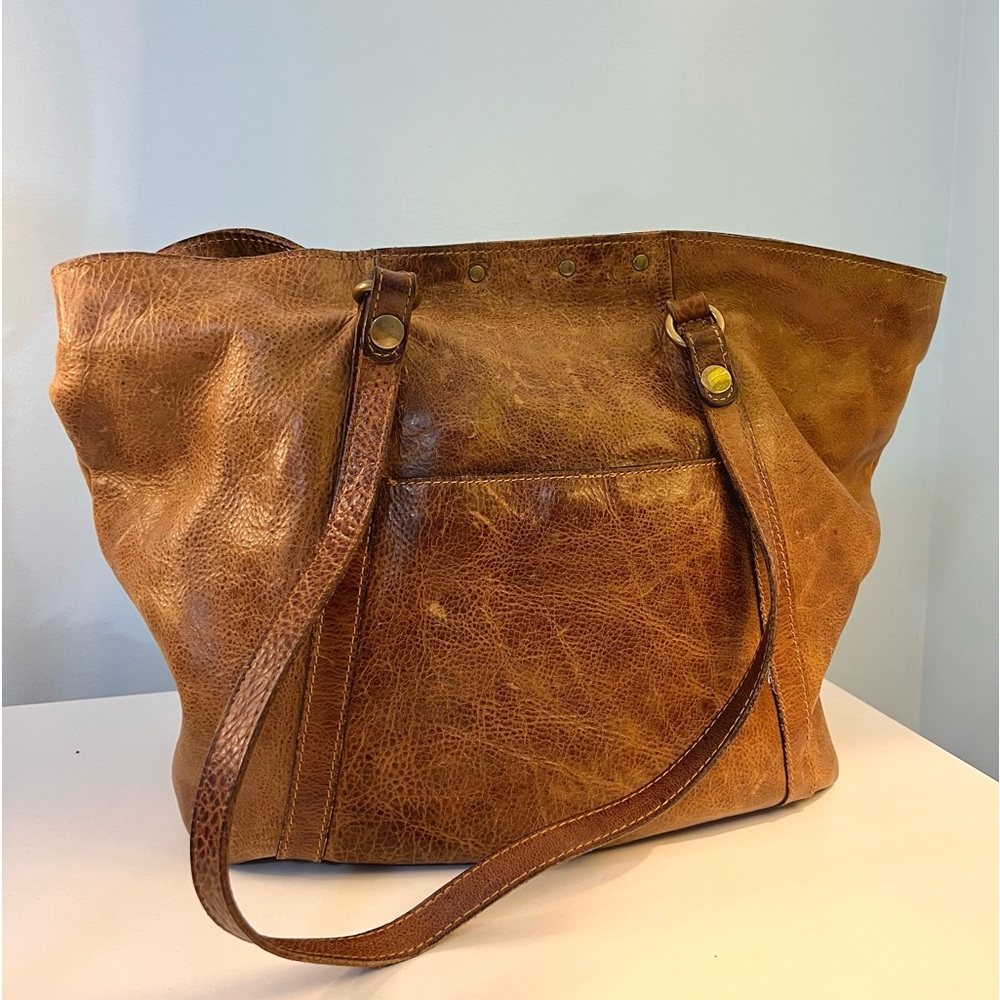 Patricia Nash Benvenuto Tan Vintage Distressed Leather Large Tote Shoulder Bag - Picture 4 of 13